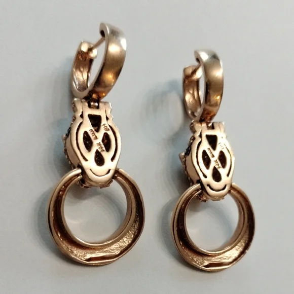 Effy 14k Rose Gold Panther Diamonds Earrings 1.75 TWC Diamond - Picture 7 of 15